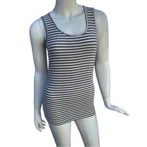 Summer and Sage Grey & White Striped Ribbed Tank Top Women's Size XS